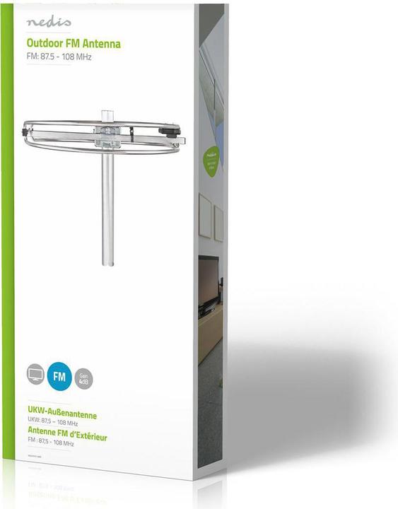 Produktbild Nedis UKW-Aussenantenne - Max. 4dB Verstärkung - FM Frequenzbereich: 87.5-108 MHz - 0-15 km Empfang (UKW / MW / LW)