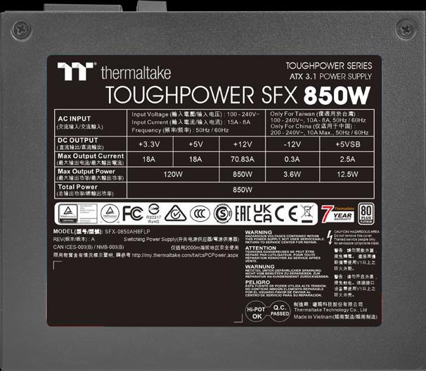 Image du produit Thermaltake TT Toughpower SFX Platinum 850W (850 W)