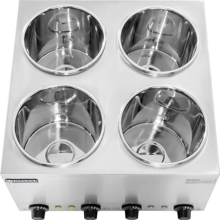 Produktbild Royal Catering Bain Marie Hotpot Rund Speisenwärmer Wasserbad Suppenstation Warmhalter 4Töpfen
