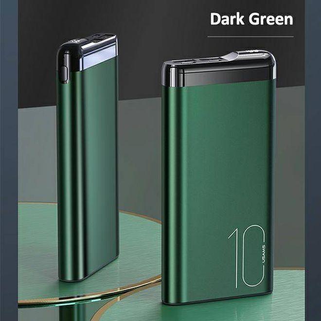 Actual product image Usams PB55 10000 mAh Powerbank Green (10KCD14802) (10000 mAh, 37 Wh)