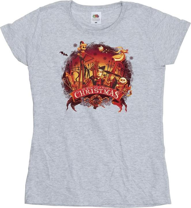 Actual product image Disney Womens/Ladies The Nightmare Before Christmas Scary Christmas Cotton T-Shirt (XXL)