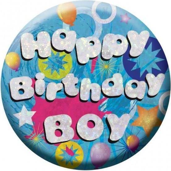 Amscan Jungen holografisches Design Abzeichen Happy Birthday