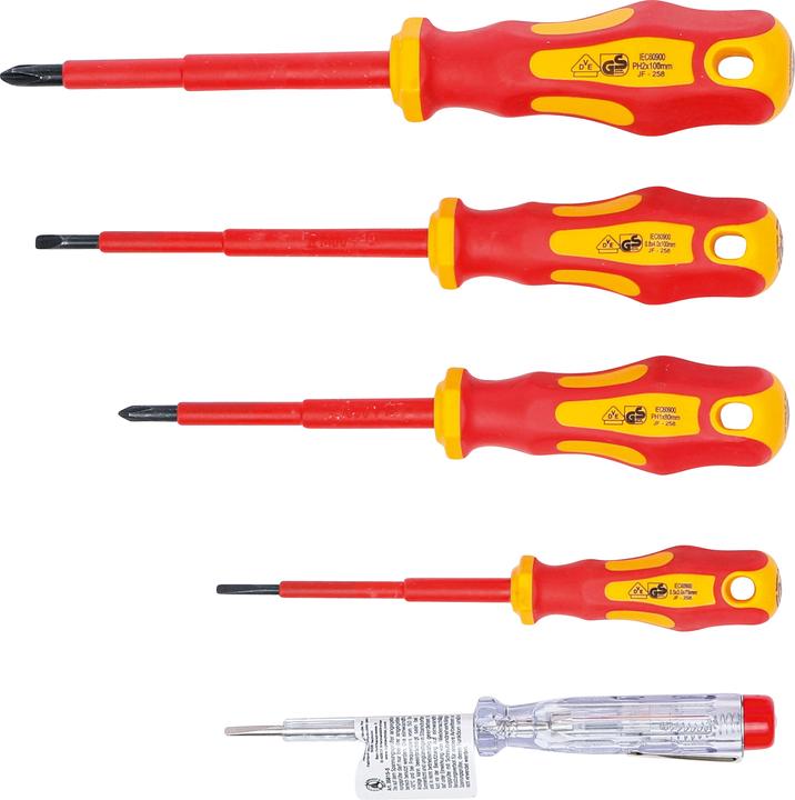 Immagine prodotto BGS Set di cacciaviti da elettricista VDE Slot/Cross Slot 5 pezzi. (Incavo trasversale)