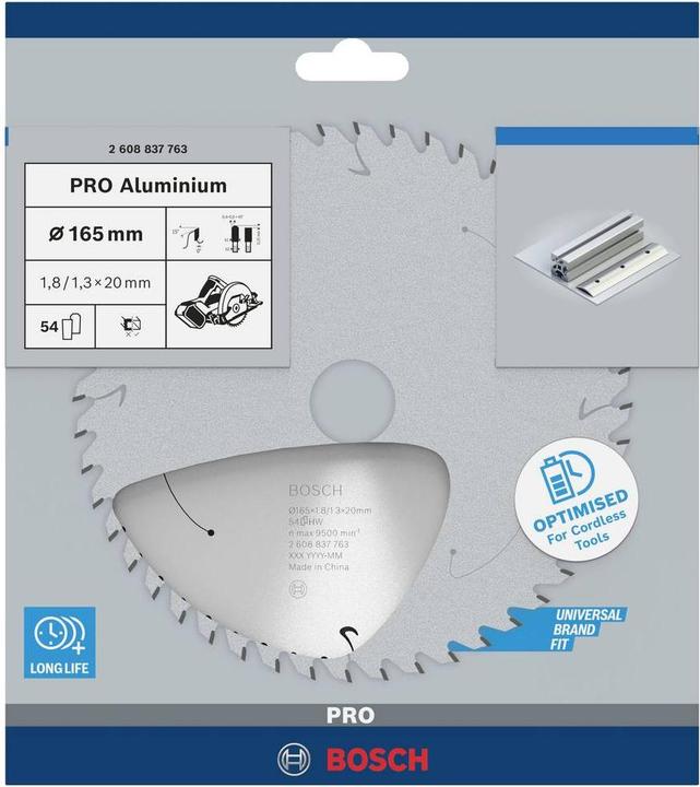 Actual product image Bosch Professional Zubehör PRO Aluminium cordless circular saw blade, 165 x 1.8 x 20 mm