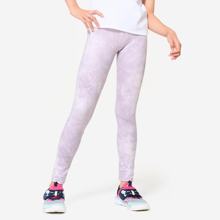 Actual product image Decathlon Children's breathable leggings - purple print (8, 9, 10)
