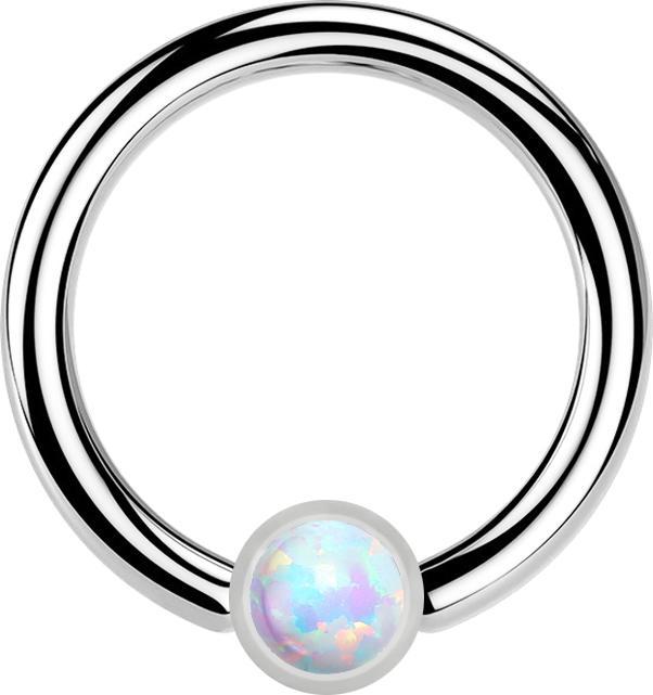 Immagine prodotto Star Piercing Anello Micro Closure argento Cilindro Opale bianco (Acciaio chirurgico 316L, senza ottone)