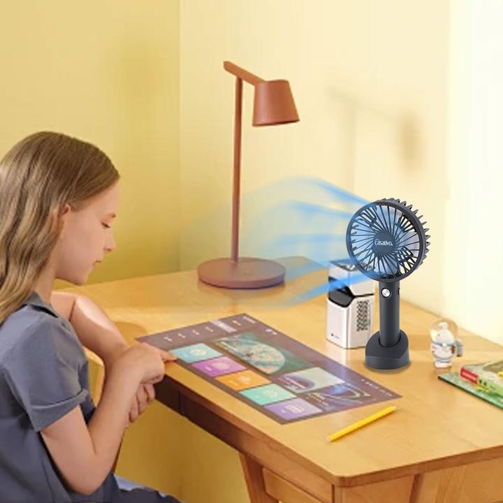 Actual product image Casativo 2-in-1 Hand- & Tisch-Ventilator, Akku- & USB-Betrieb, schwarz, 3-stufig, Ø 9,5 cm