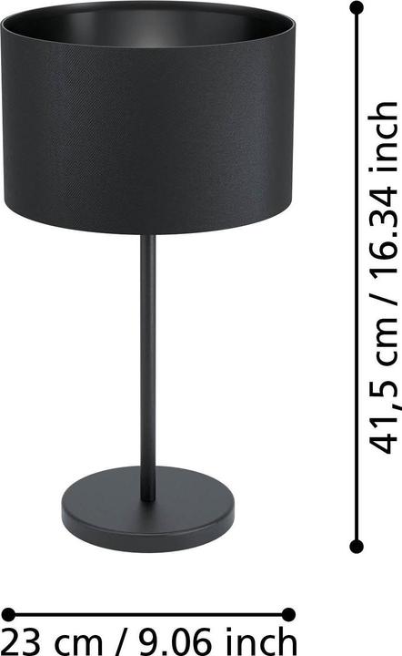 Produktbild EGLO Tischleuchte MASERLO1 1x E27, Schwarz (E27)
