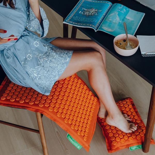Actual product image Pranamat Eco Massage Set - mat and cushion dark orange