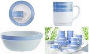 Produktbild Esmeyer Suppenteller BRUSH, tief, Durchm. 225 mm, blau Hartglas-Geschirr, Streifen-Dekoration im Pinsello (6 x)