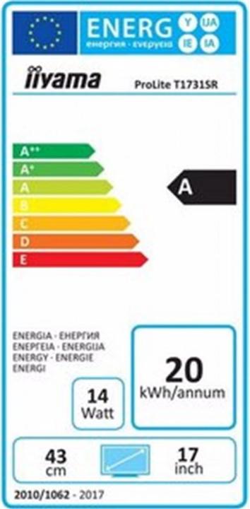 Etichetta energetica iiyama ProLite T1731SR-B5 (1280 x 1024 pixel, 17")