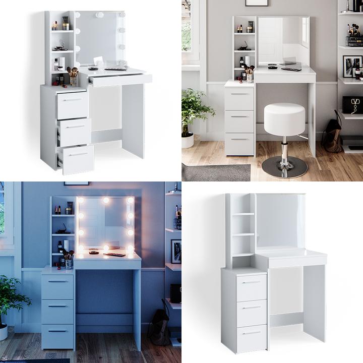Actual product image Vicco Meryl with stool and lighting (80 x 40 x 127 cm)