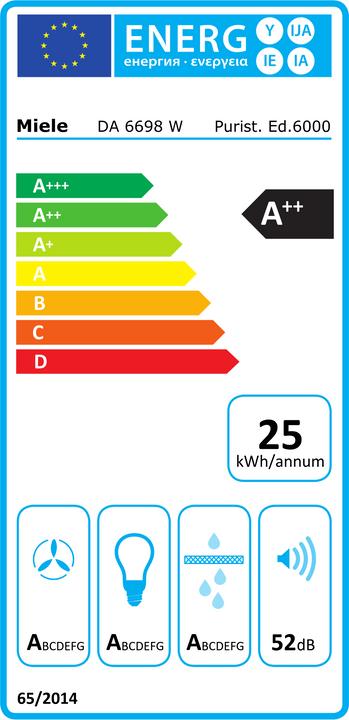 Label énergétique Miele DA 6698 W ED Édition Puristic (Hotte murale)