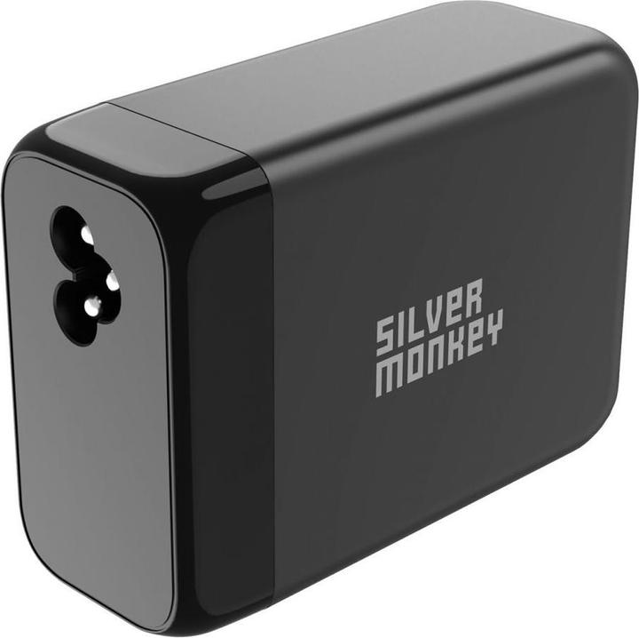 Actual product image Silver Monkey SMA155 200W GaN charger 3xUSB-C PD USB-A QC 3.0 with detachable power cable - black (200 W)