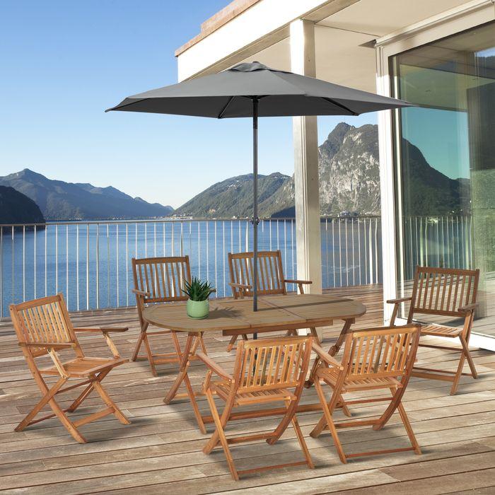 Produktbild Swisshandel24 Essgruppe Gartenmöbel 6 Personen Massivholz Natur Outdoor Terrasse (160 cm)