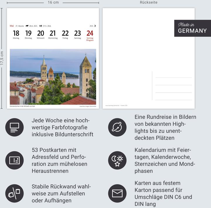 Actual product image Harenberg Kroatien Sehnsuchtskalender 2026 - Wochenkalender mit 53 Postkarten (German)