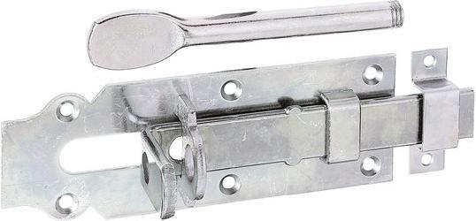 Actual product image Alberts Stable lock bolt with flat handle and loop, 160 x 56 mm, galvanised yellow (1 pcs.)