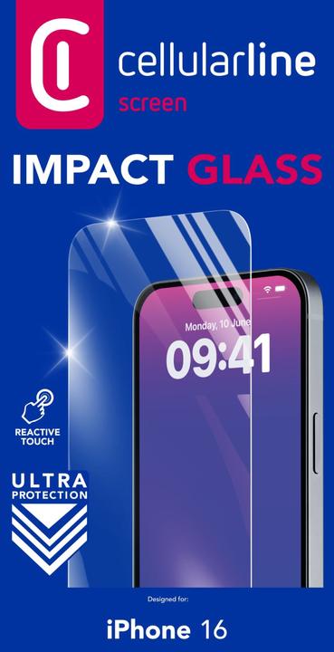 Produktbild Cellularline Impact Glass (1 Stück, Apple iPhone 16)
