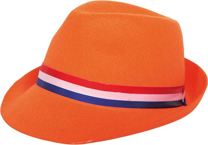 Image du produit Folat Chapeau Trilby orange avec Kra rouge, blanc et bleu