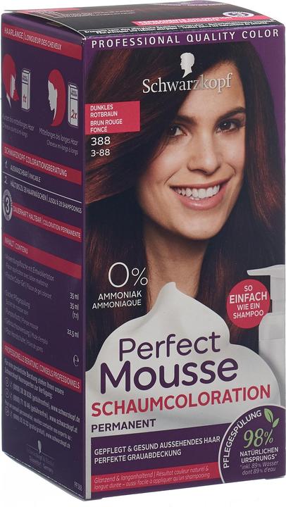 Image du produit Schwarzkopf Perfect Mousse Coloration de mousse (388 Marron rougeâtre foncé)
