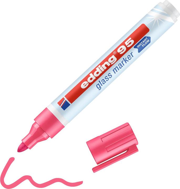 Image du produit Edding Crayon-feutre Marqueur pour verre 95 (Rose, 3 mm, 1 x)