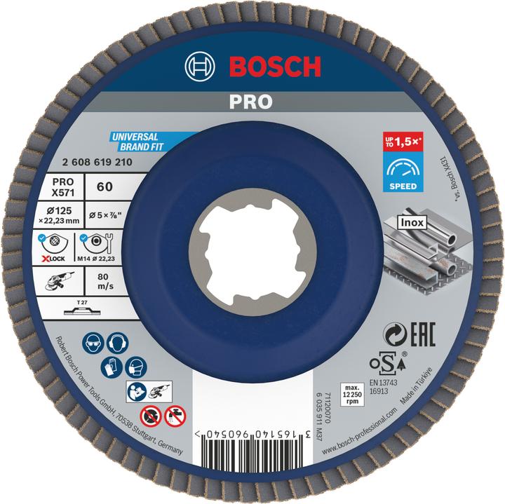 Produktbild Bosch Professional Zubehör PRO X571 X-Lock Fächerschleifscheibe, 125 mm, G60 (60)