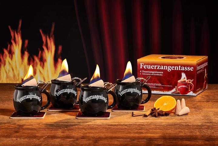 Feuerzangentasse 4er Set Schwarz (200 ml, 4 x)