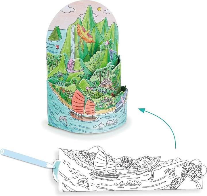 Image du produit Djeco Coloriage diorama 3D île