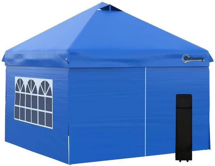 Actual product image Swisshandel24 3x3m folding gazebo 4 side walls incl. pegs guy ropes carrying bag metal Oxford blue (300 cm, 300 cm)
