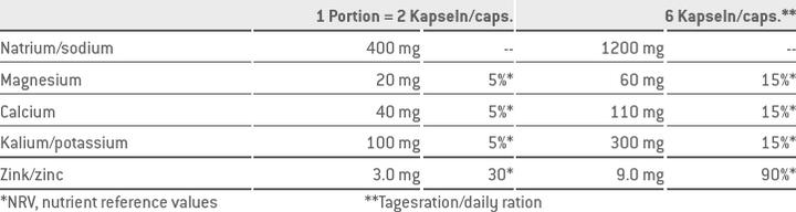 Valori nutrizionali e ingredienti Sponser Salt (1 Pezzo/i, Polvere, 120 g)