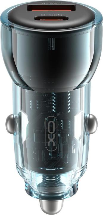 Actual product image xO car charger CC60 60W 1x USB 1x USB-C blue