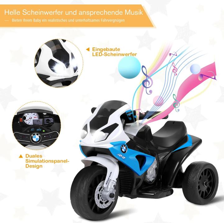 Image du produit Homcom Kinder Elektro Motorrad mit Licht- und Soundeffekte BMW S1000 RR blau (6 V)
