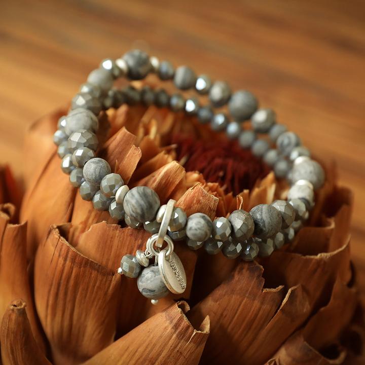Immagine prodotto Andreani Bracciale con amazzonite autentica (80 cm, Pietre, Nude, Vetro, Marrone, Metallo)