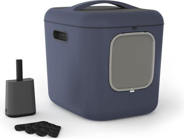 Actual product image Rotho Katzentoilette Bea XL Navyblau, Stromversorgung: Keine (Cat litter box closed)