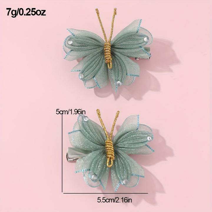 Produktbild Activity Board 2pcs Mesh Schmetterling Schleife Haarspangen mit Strass, niedlich Stoff täglich Zubehör (2 Stk.)