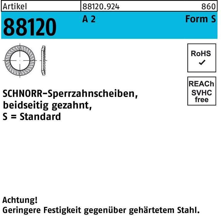 Actual product image Reyher LING L12291444 Lock washer Schnorr 10mm VA