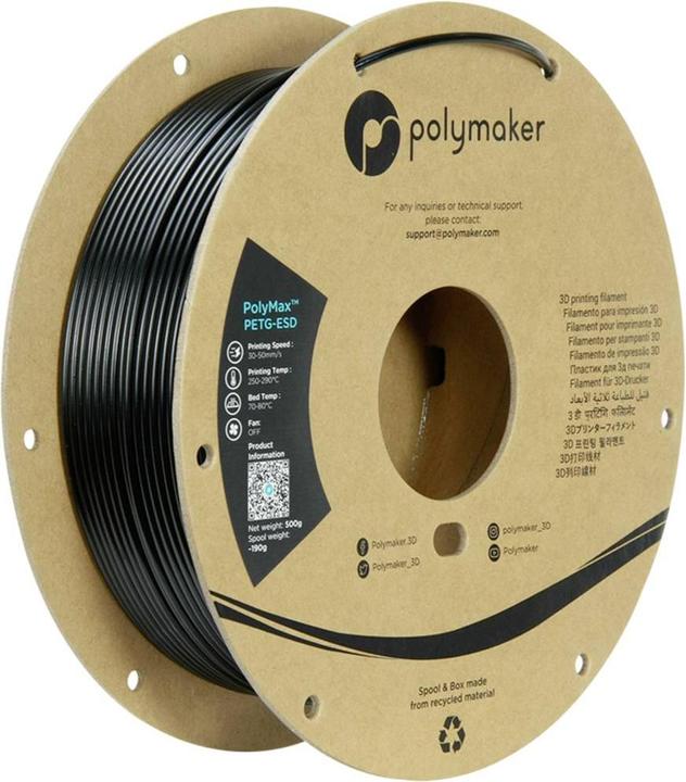 Actual product image Polymaker PolyMax PETG-ESD (PETG, 2.85 mm, 500 g, Black)