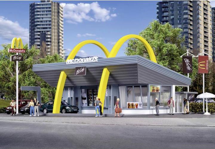 Actual product image Vollmer H0 McDonald's fast food restaurant with McDrive