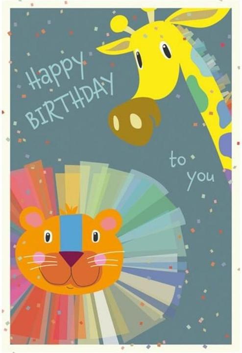 Actual product image ABC Birthday card lion and giraffe B6 (1 pcs.)