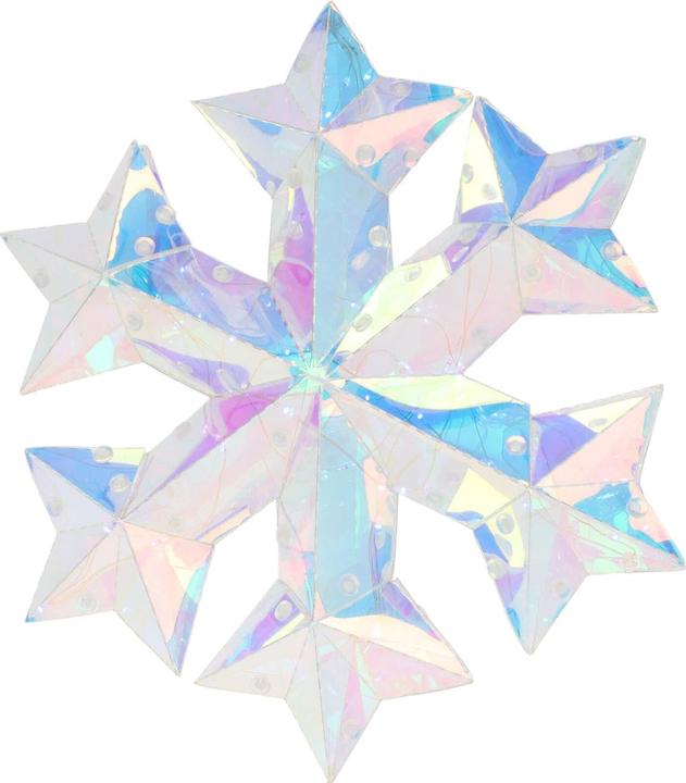Image du produit H & S Collection Flocon de neige au design arc-en-ciel avec 30 LED, blanc froid, 27 cm