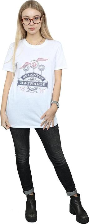 Actual product image Womens/Ladies Quidditch At Hogwarts Cotton Boyfriend T-Shirt (M)