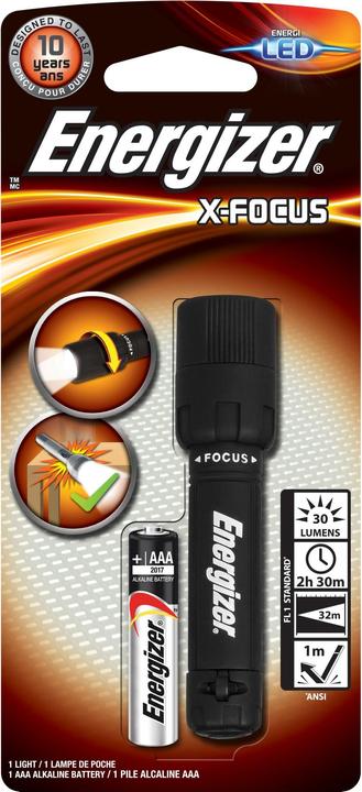 Immagine prodotto Energizer Torcia LED, X-Focus, estremamente luminosa per la casa, l'esterno e le emergenze, batteria inclusa (9 cm, 30 lm)