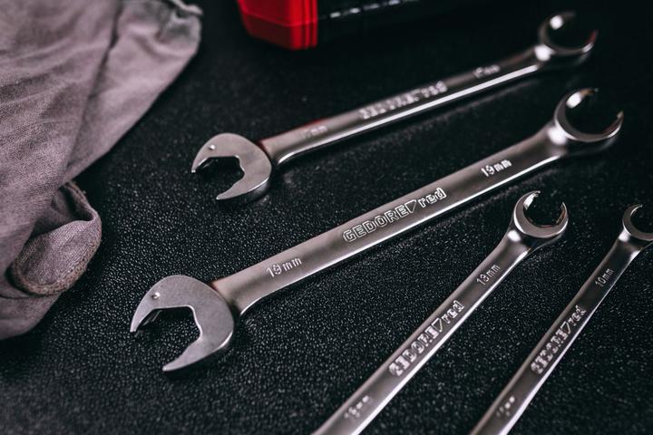 Actual product image Gedore Red red R05905010 Combination ratchet open-end spanner 10-19 mm 10 pieces (19 mm, 10 mm, 7 mm, 29 mm, 8 mm)