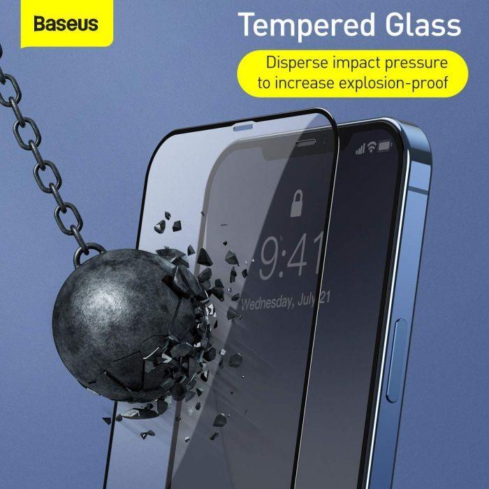 Immagine prodotto Baseus 0.25mm a tutto schermo e a tutto vetro Film di vetro temperato per iP 5.4inch 2020 (2pcs/pack) Nero (2 Pezzo/i, Apple iPhone 12 mini)