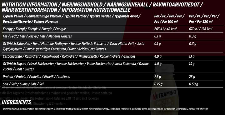 Valori nutrizionali e ingredienti Nutramino Nutra-Go Milkshake (Vaniglia, 12 pz., 3.96 g)