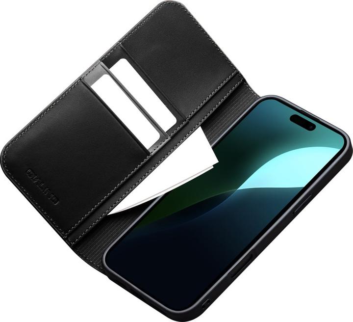 Image du produit QiAlino Fourre Flip cuir véritable mat (Apple iPhone 16)