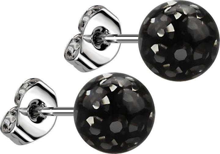 Immagine prodotto Star Piercing Orecchini a perno in argento con sfera di cristallo strato protettivo epossidico nero (Acciaio chirurgico 316L, senza ottone)