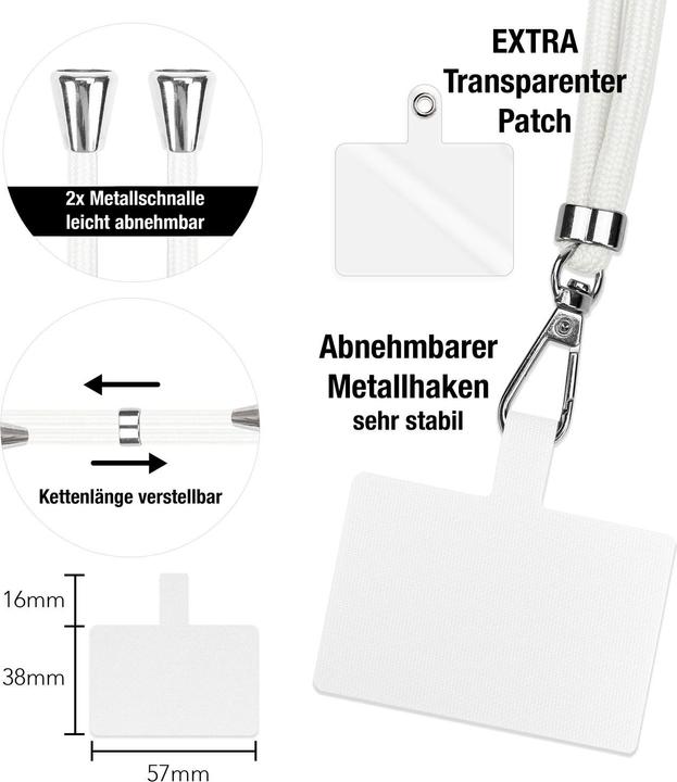 Image du produit Nalia Chaîne universelle pour téléphone portable à porter autour du cou avec pad