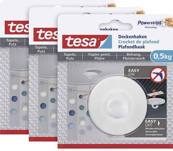 tesa Crochet de plafond pour papiers peints et plâtre