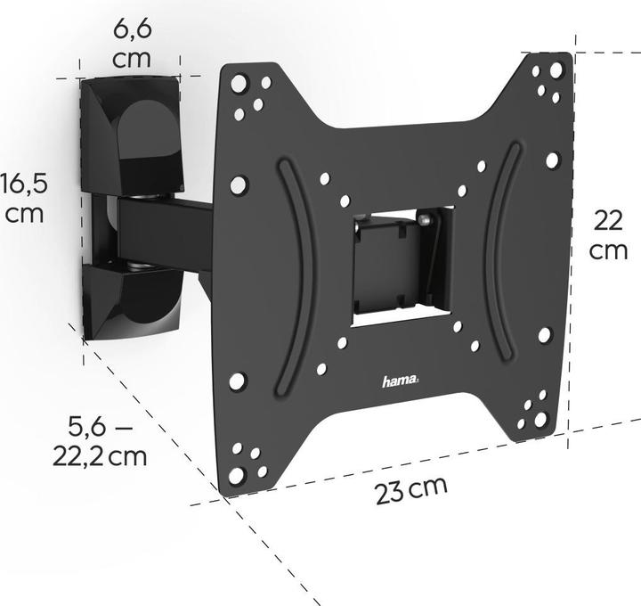 Produktbild Hama TV-Wandhalterung, schwenkbar, neigbar, 122 cm (48") bis 20 kg (Wand, 48", 20 kg)